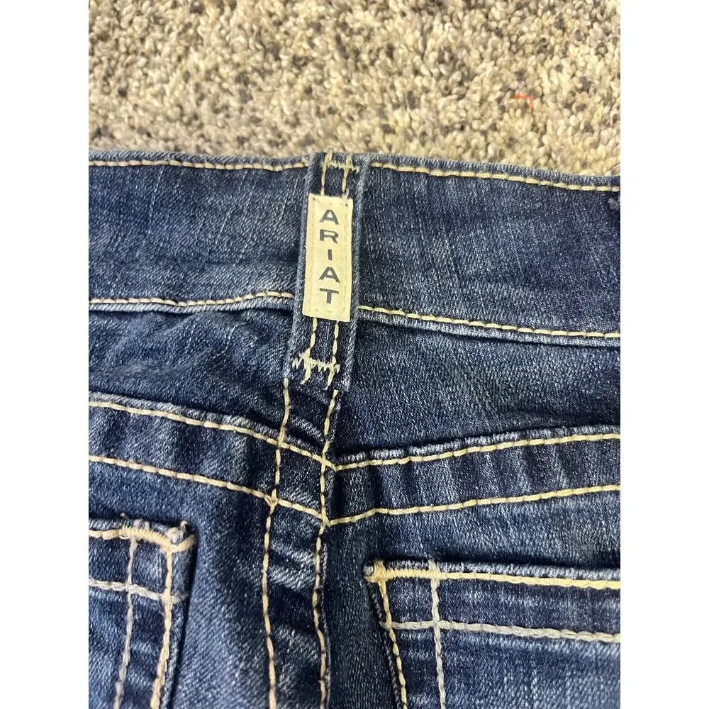 Ariat Mid-Rise Embroidered Bootcut Dark Denim Jeans, Women's 26S Western Cowgirl - Picture 10 of 11